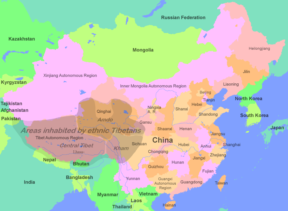 tibet carte asie