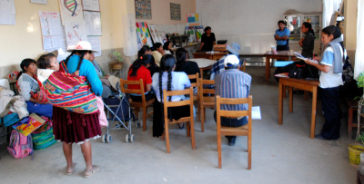 Workshop agains violence for the parents of the CEV NGO school in Cochabamba, Bolivia.